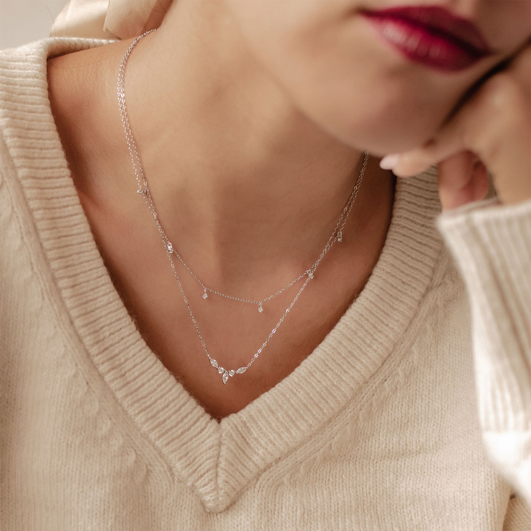 Ensemble Collier Couronne et Charme Pierre Précieuse Sterling Argent