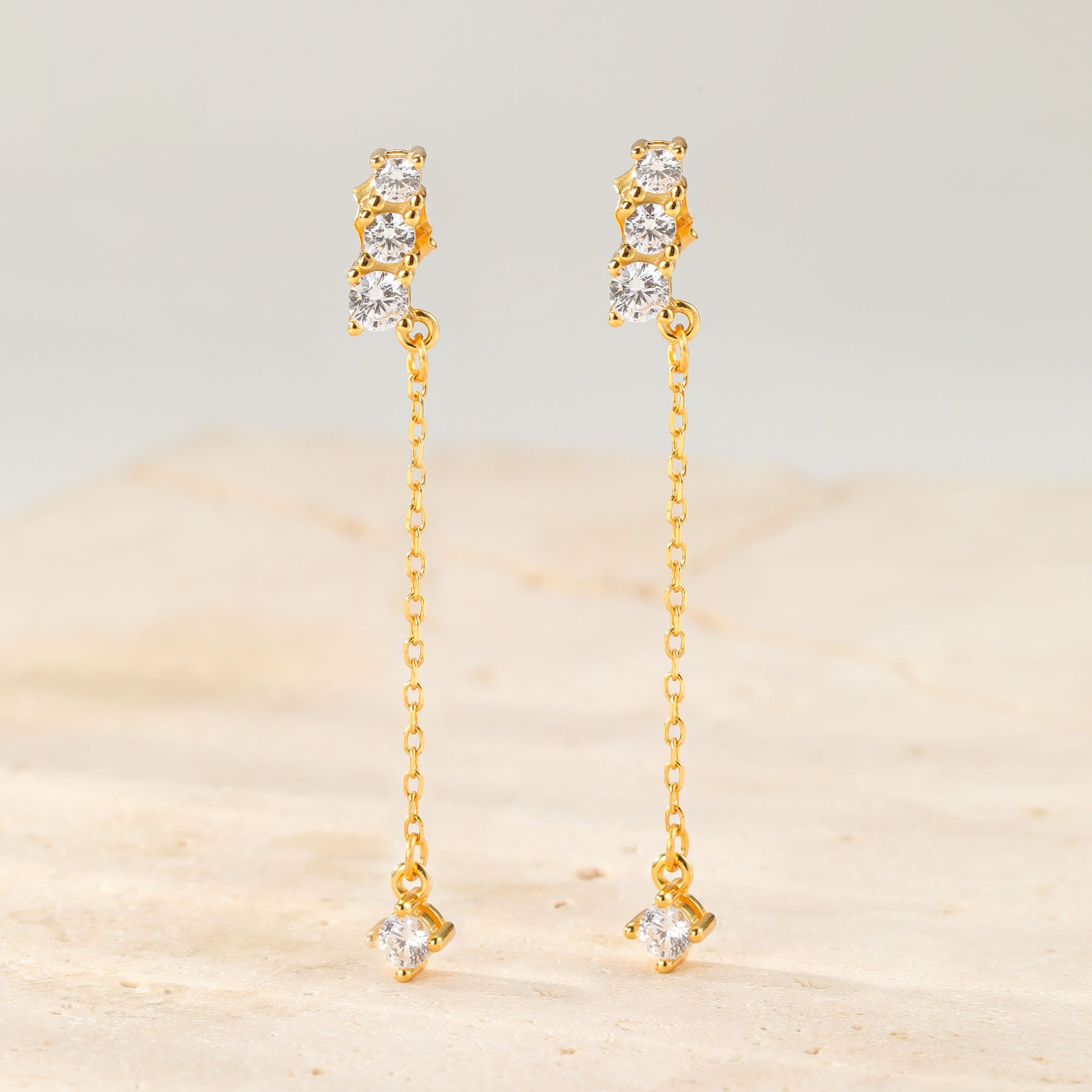 Pendientes Colgantes Barra Cristal Plata de Ley 925