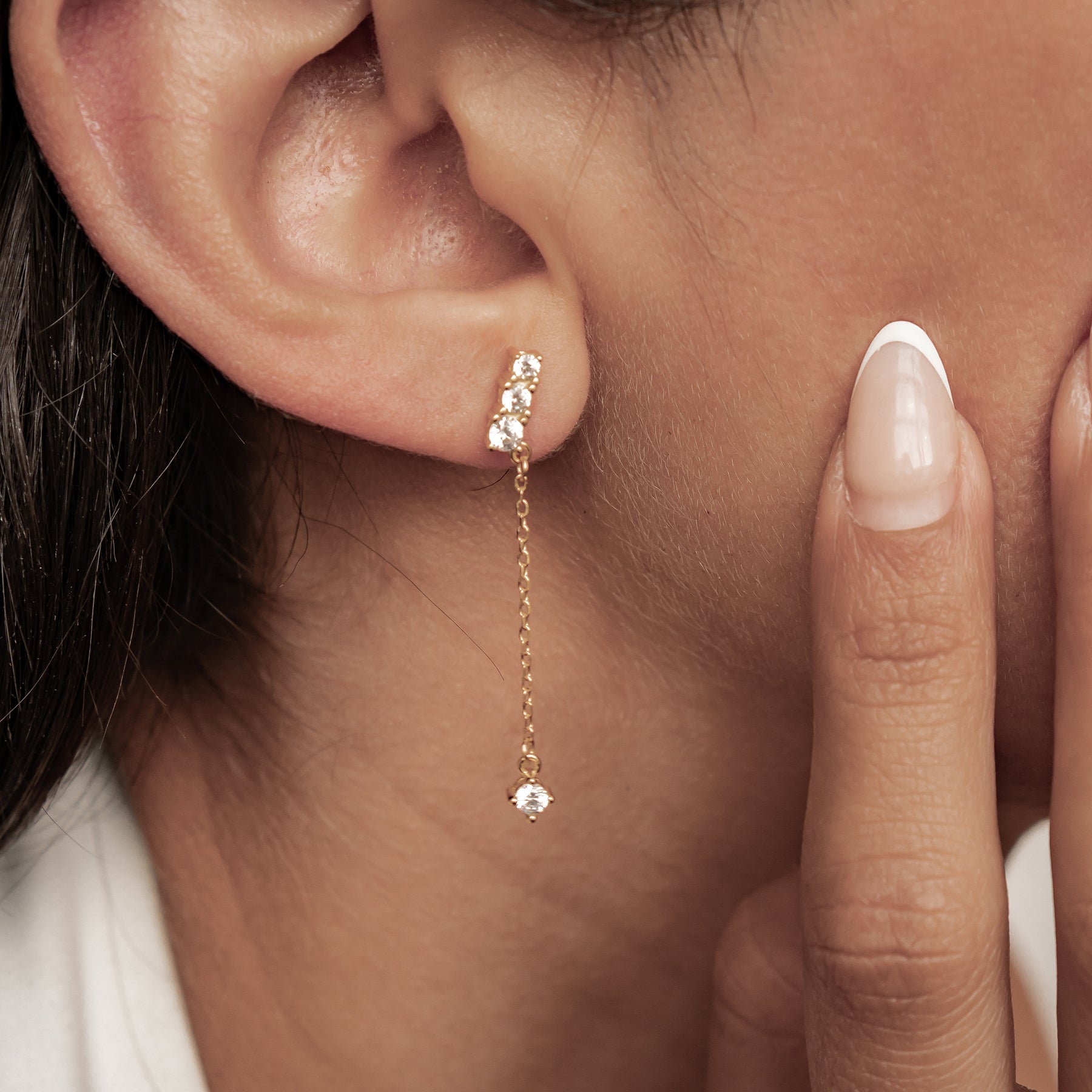 Pendientes Colgantes Barra Cristal Plata de Ley 925