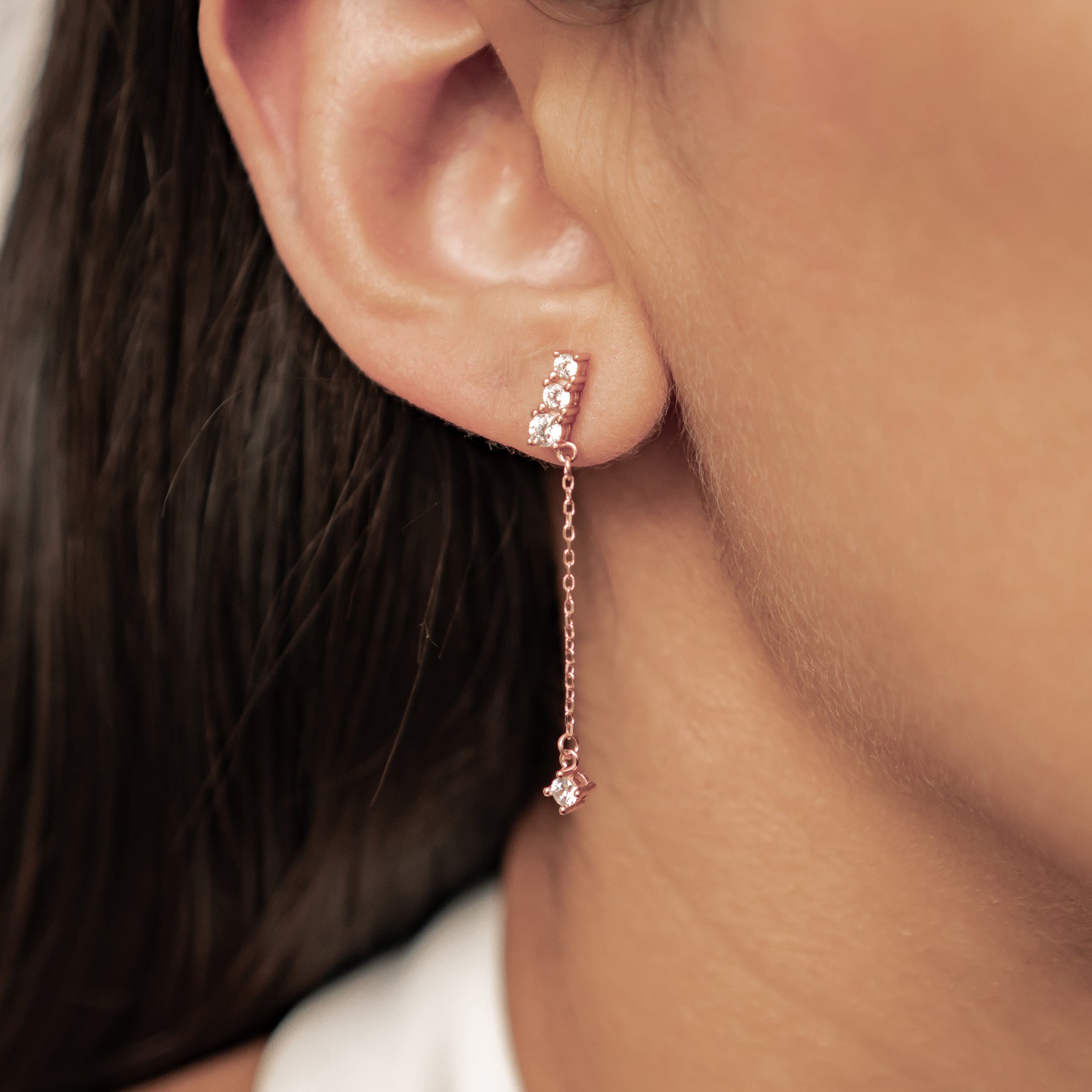 Pendientes Colgantes Barra Cristal Plata de Ley 925