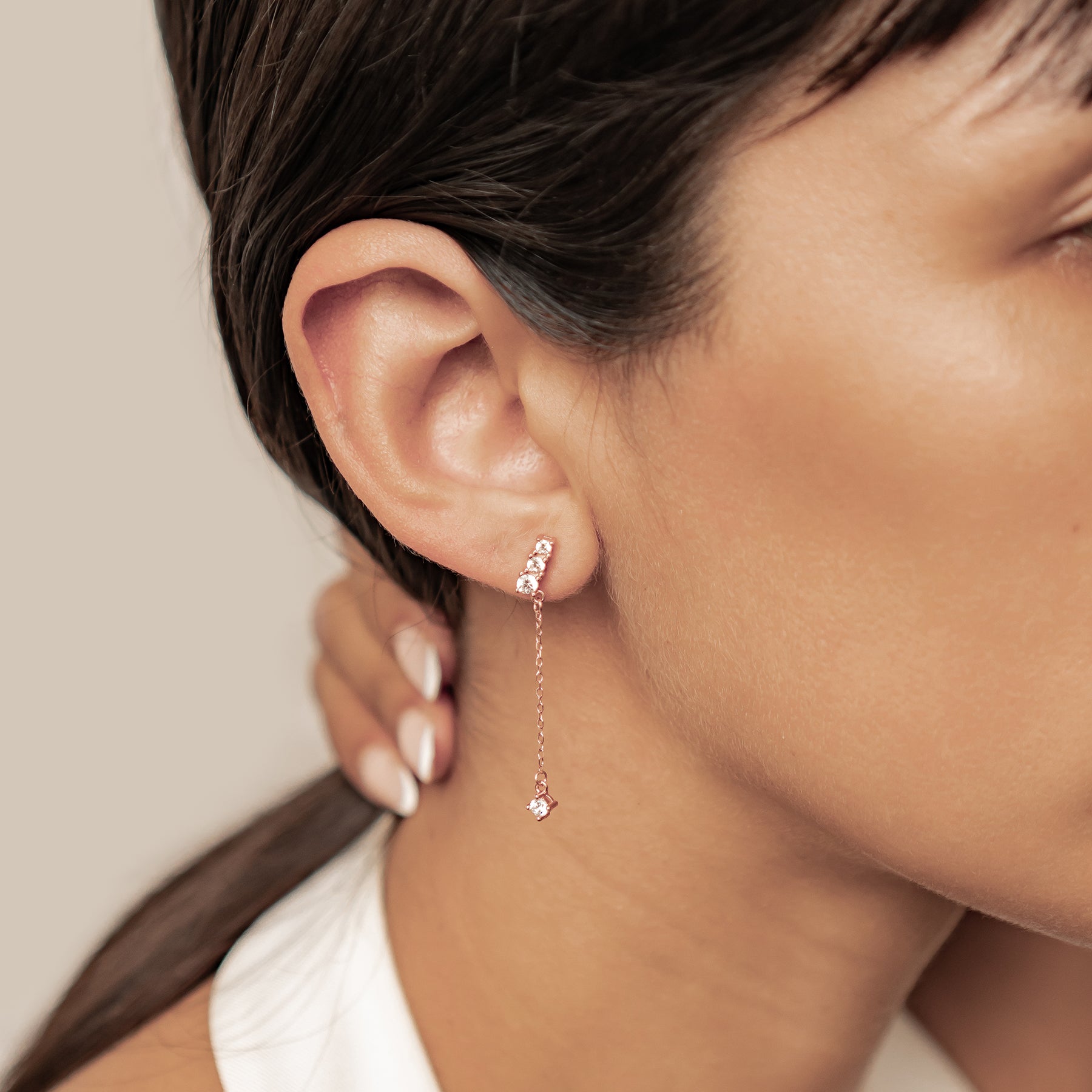 Pendientes Colgantes Barra Cristal Plata de Ley 925
