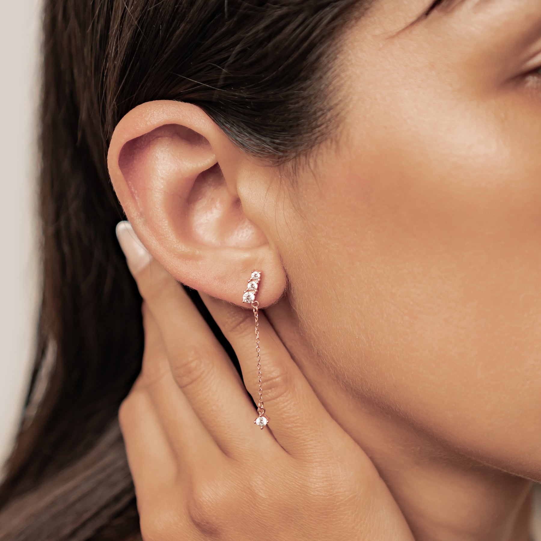Pendientes Colgantes Barra Cristal Plata de Ley 925
