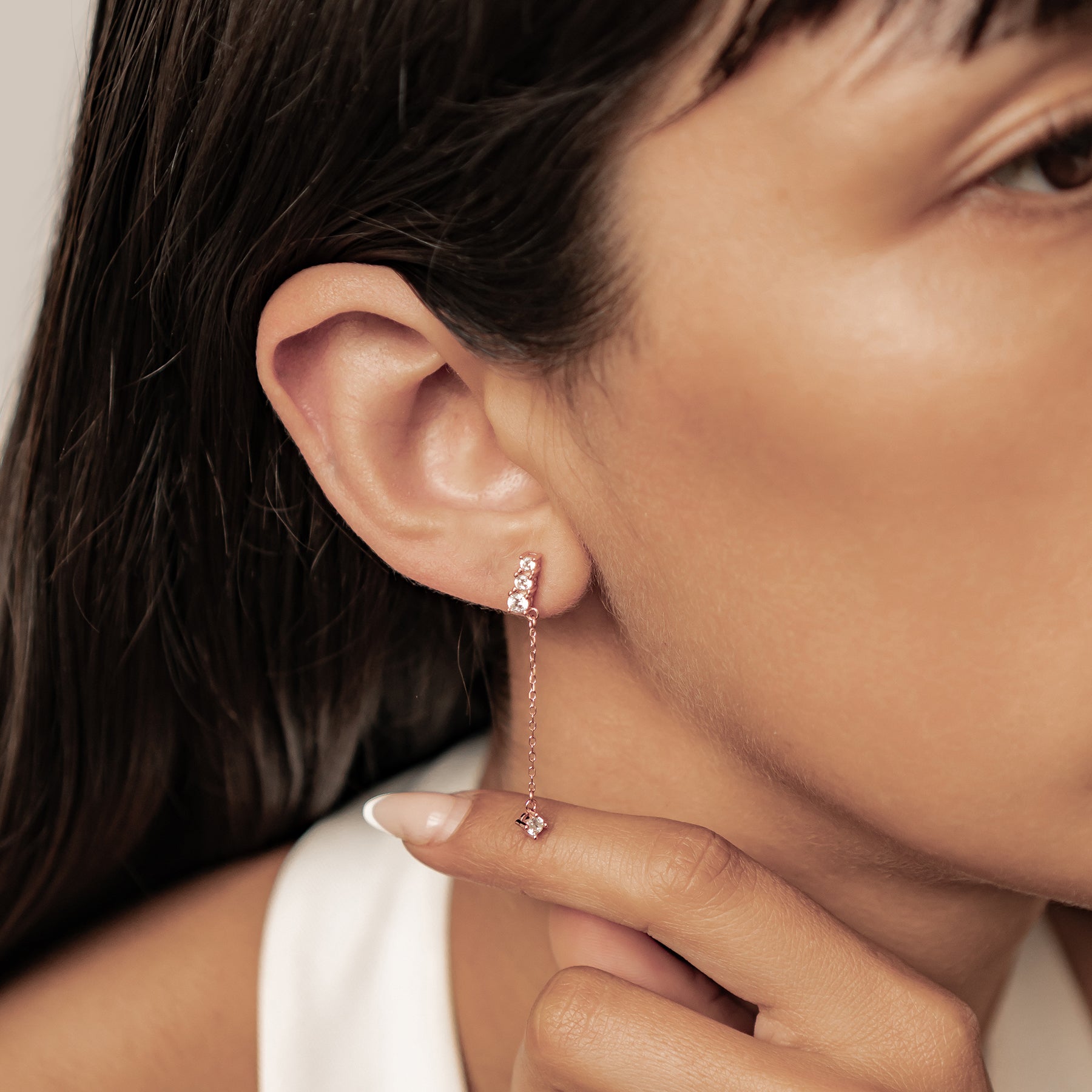 Pendientes Colgantes Barra Cristal Plata de Ley 925