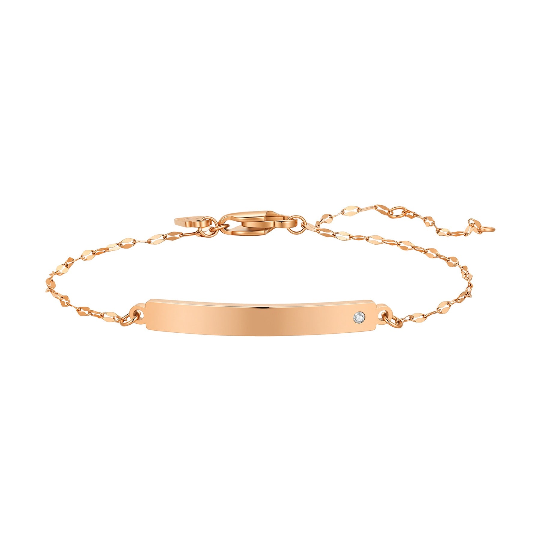 Crystal Bar Rolo Chain Bracelet Waterproof