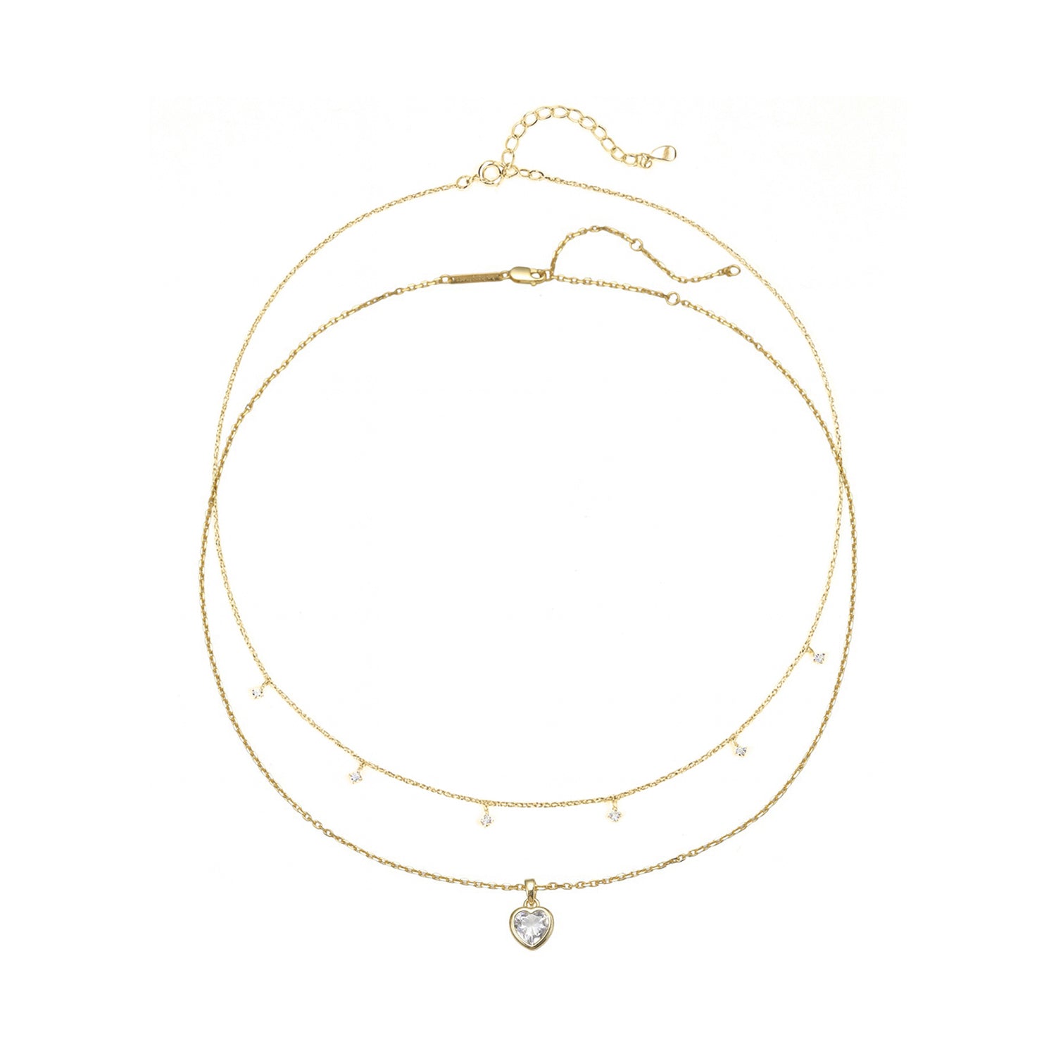 Ensemble Colliers Cœur en Cristal Argent Sterling