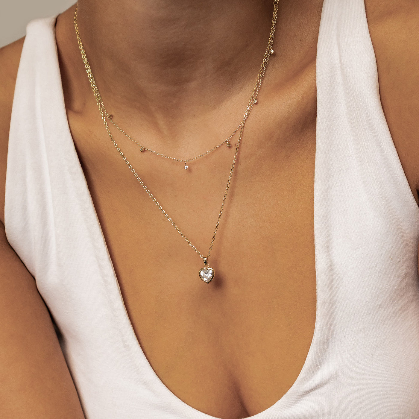 Crystal Heart Necklace Set Sterling Silver