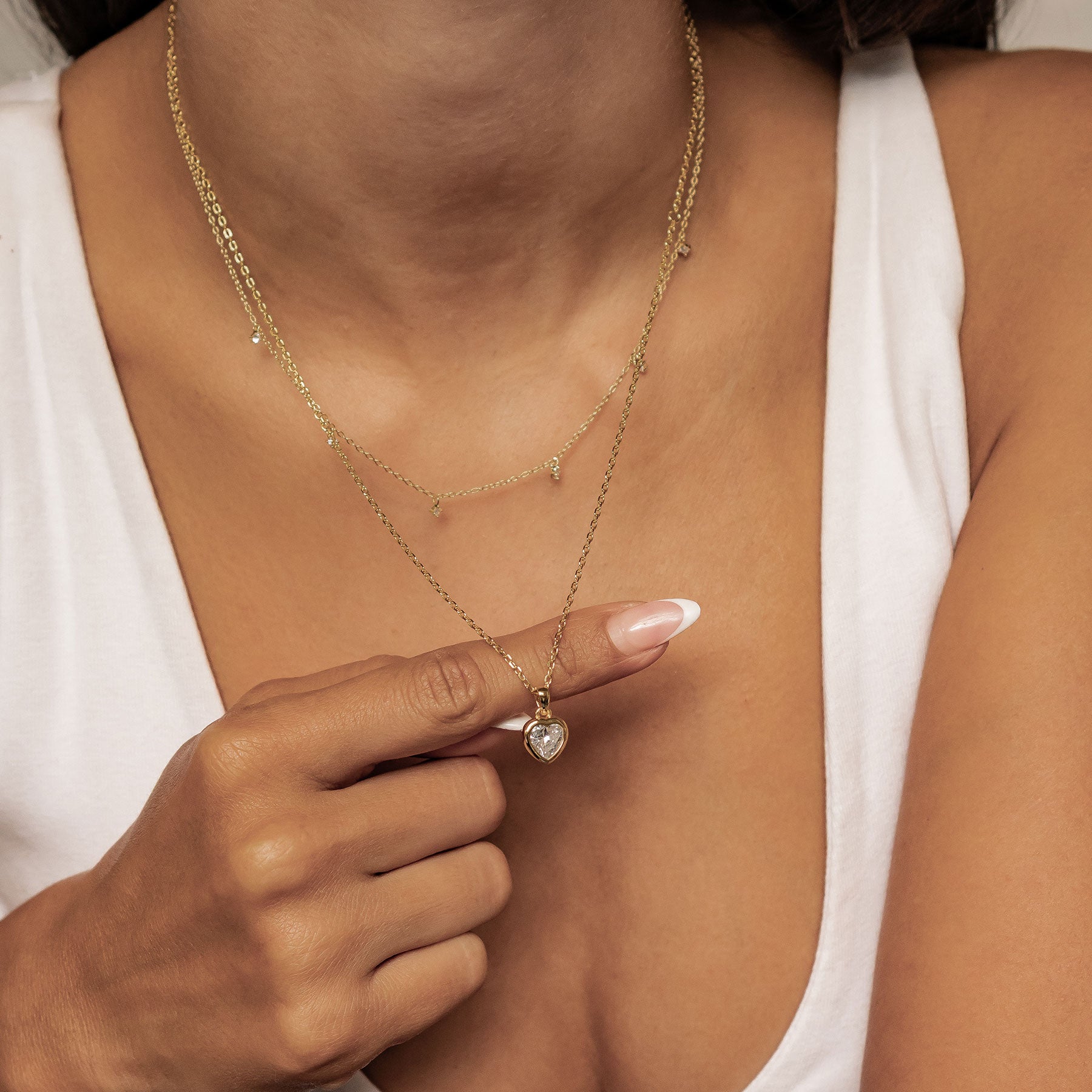 Ensemble Colliers Cœur en Cristal Argent Sterling