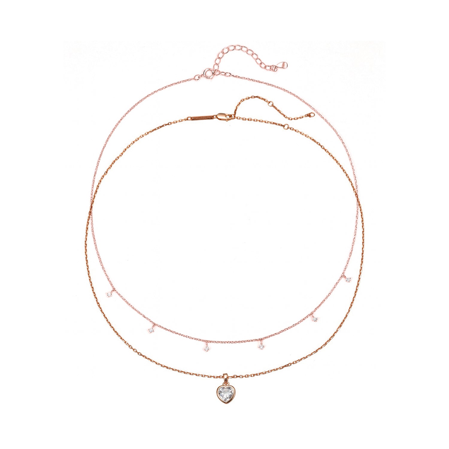 Ensemble Colliers Cœur en Cristal Argent Sterling