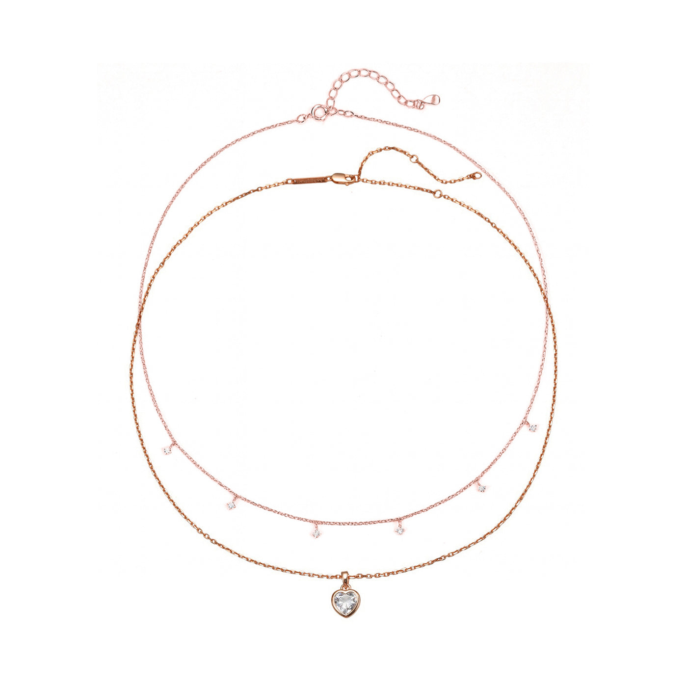 Crystal Heart Necklace Set Sterling Silver