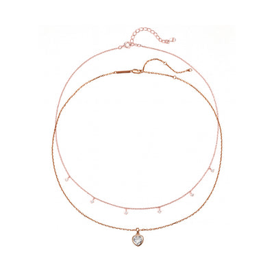 Crystal Heart Necklace Set Sterling Silver
