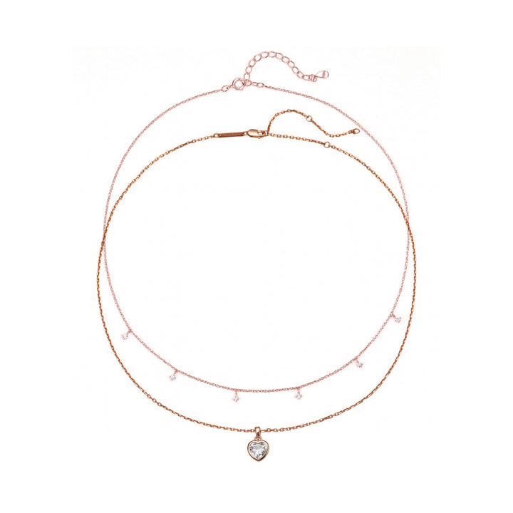 Crystal Heart Necklace Set Sterling Silver