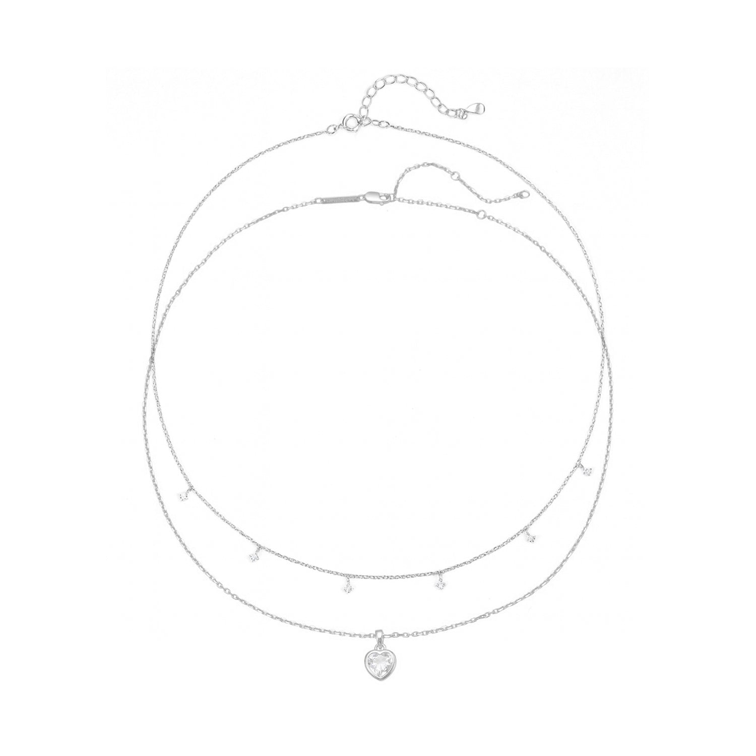 Ensemble Colliers Cœur en Cristal Argent Sterling