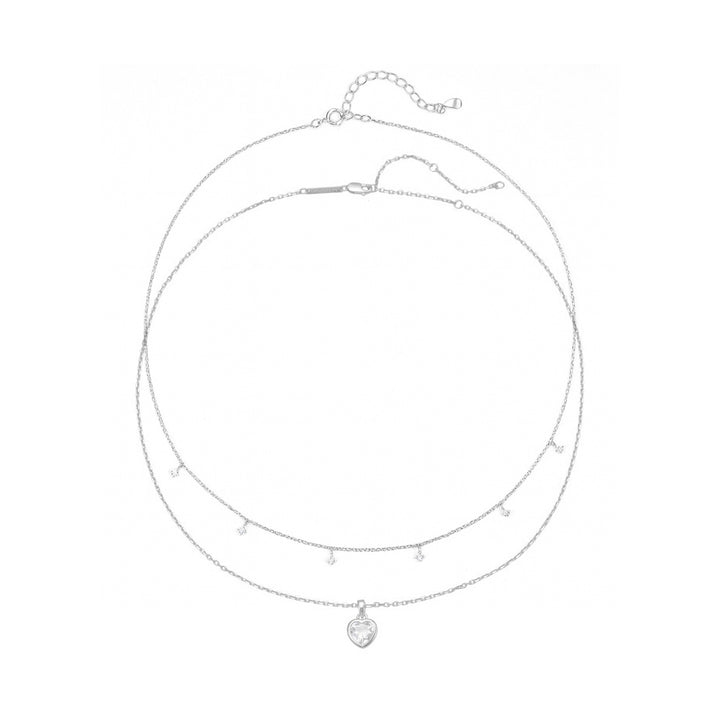 Crystal Heart Necklace Set Sterling Silver