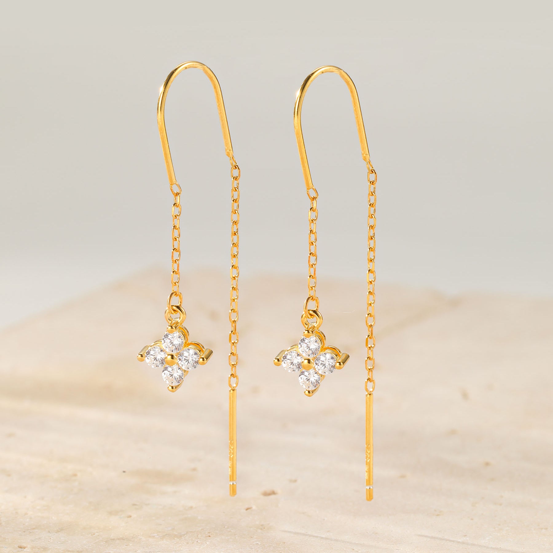 Crystal Threader Earrings Sterling Silver