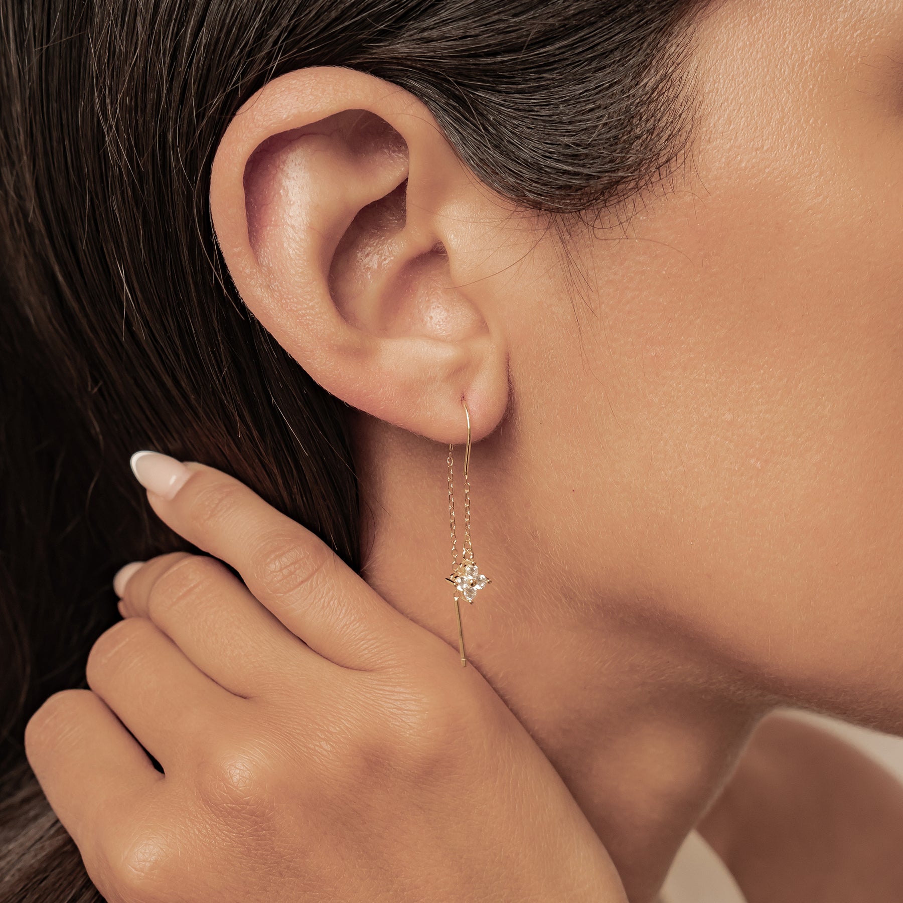 Crystal Threader Earrings Sterling Silver