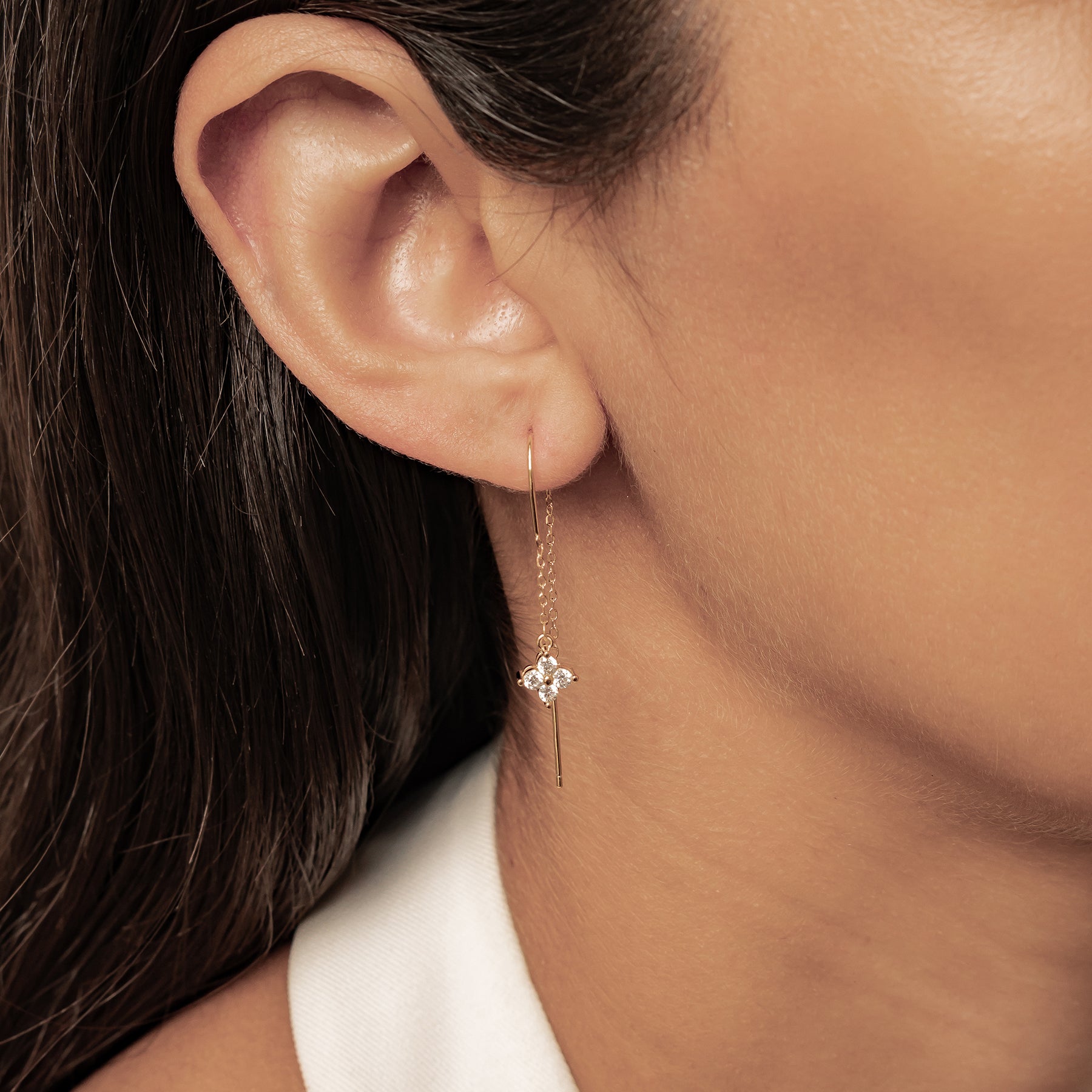 Crystal Threader Earrings Sterling Silver