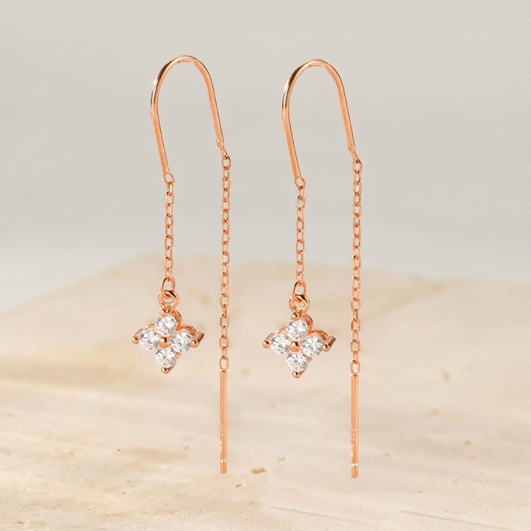 Crystal Threader Earrings Sterling Silver