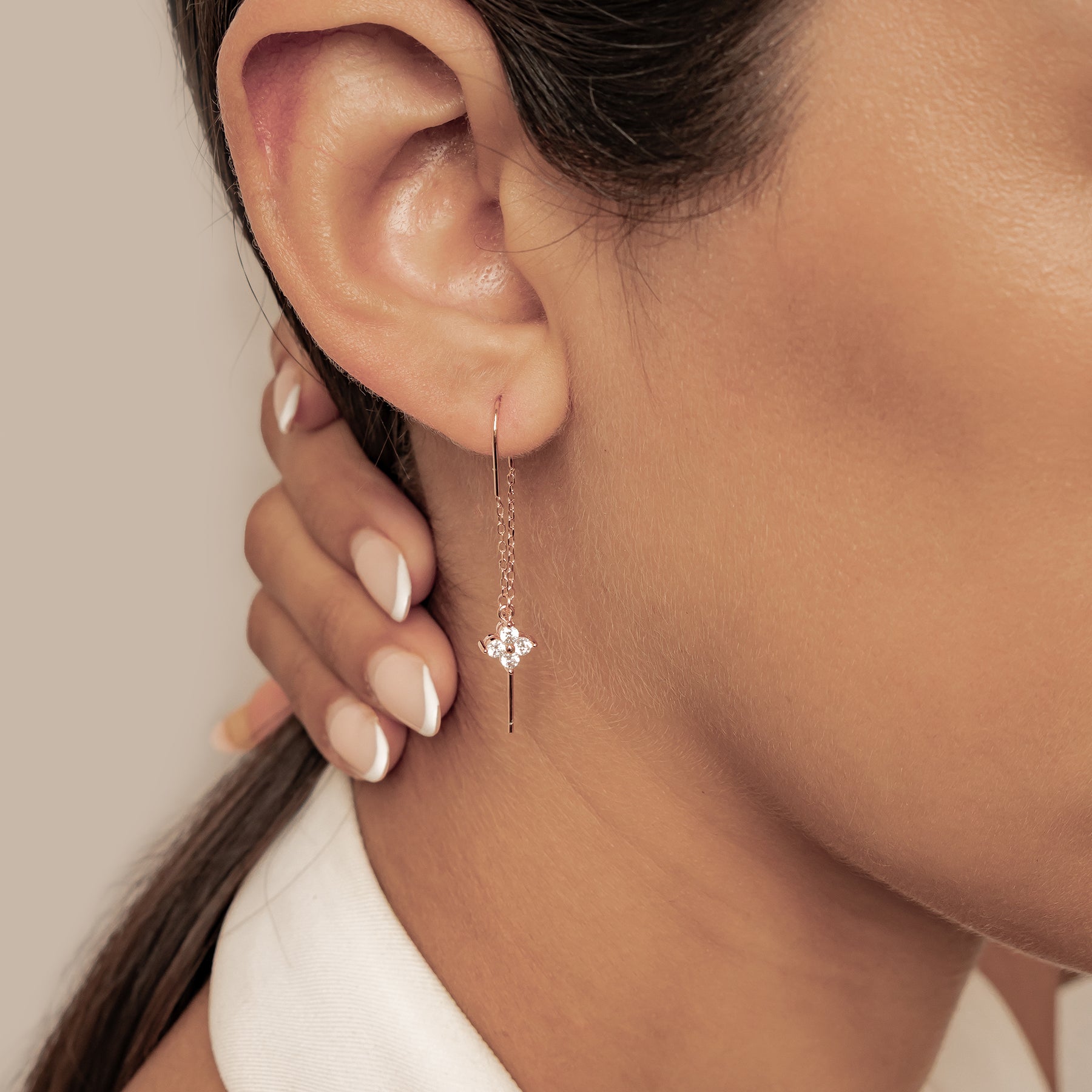 Crystal Threader Earrings Sterling Silver