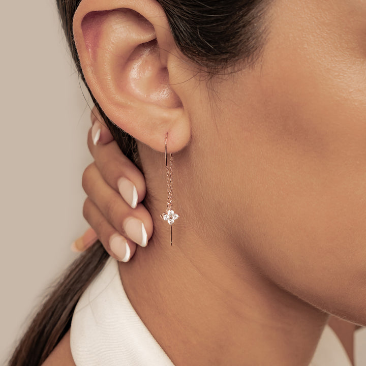 Crystal Threader Earrings Sterling Silver