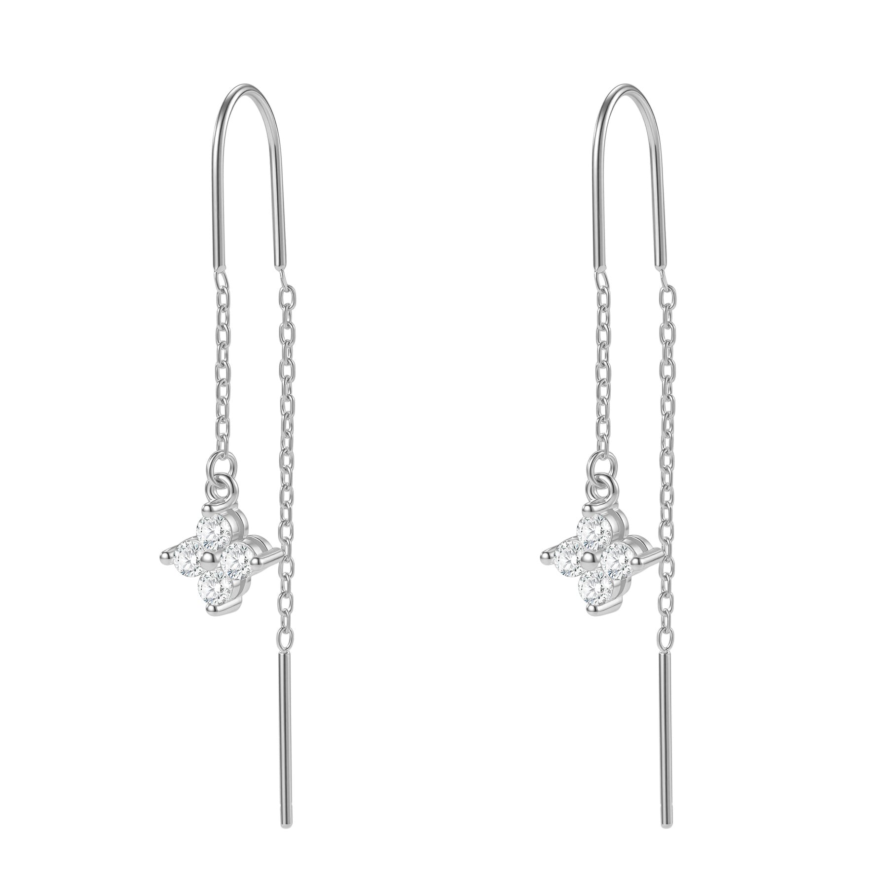 Crystal Threader Earrings Sterling Silver