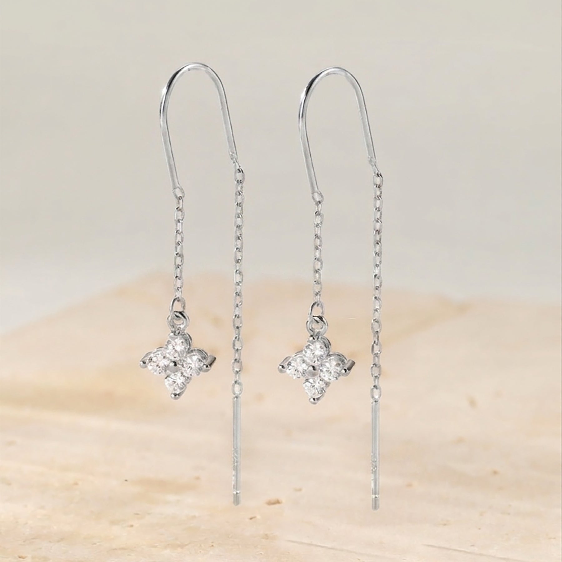Crystal Threader Earrings Sterling Silver