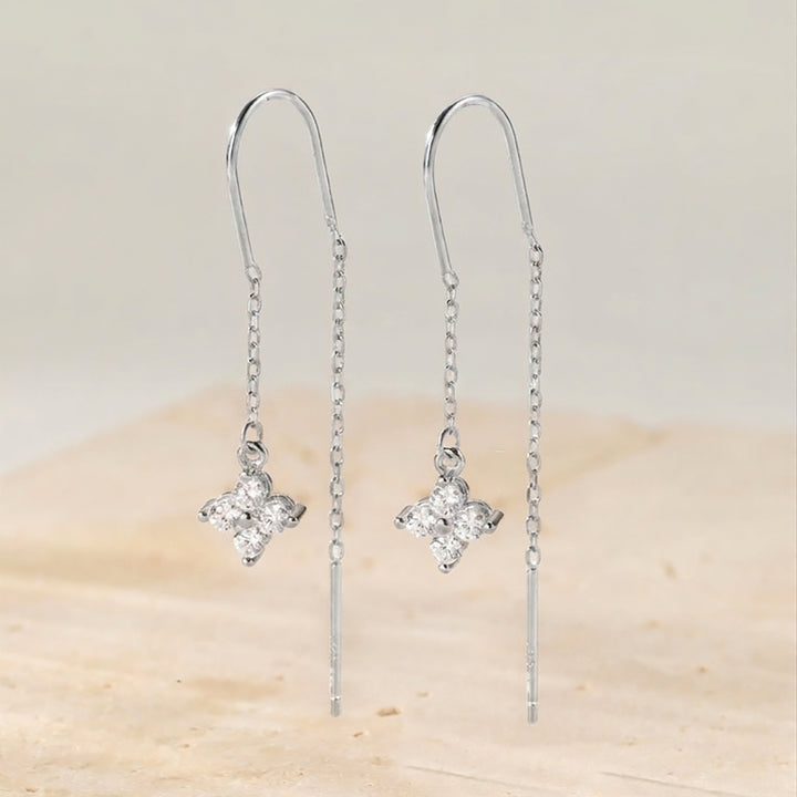 Crystal Threader Earrings Sterling Silver