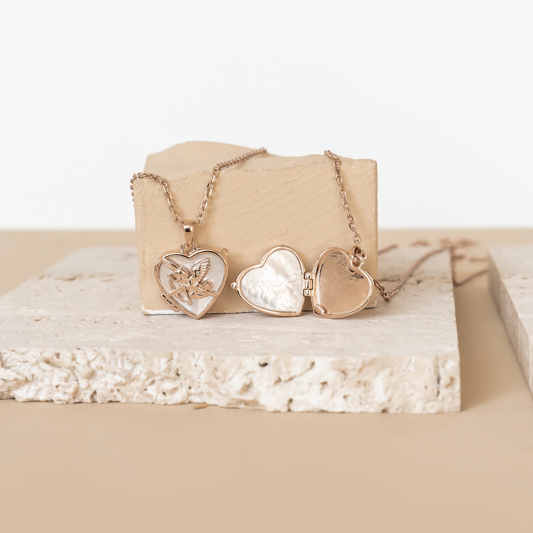 Cupid Heart Locket Necklace Sterling Silver