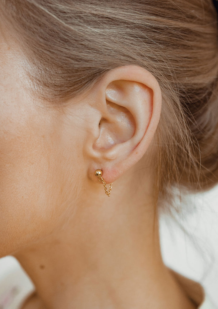 Boucles d'oreilles Chaîne Classique Argent Sterling en Or