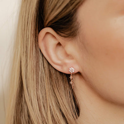 Bloom Chain Stud Earrings Sterling Silver