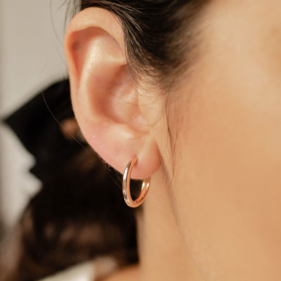 Mid Plain Hoop Earrings Sterling Silver Gold