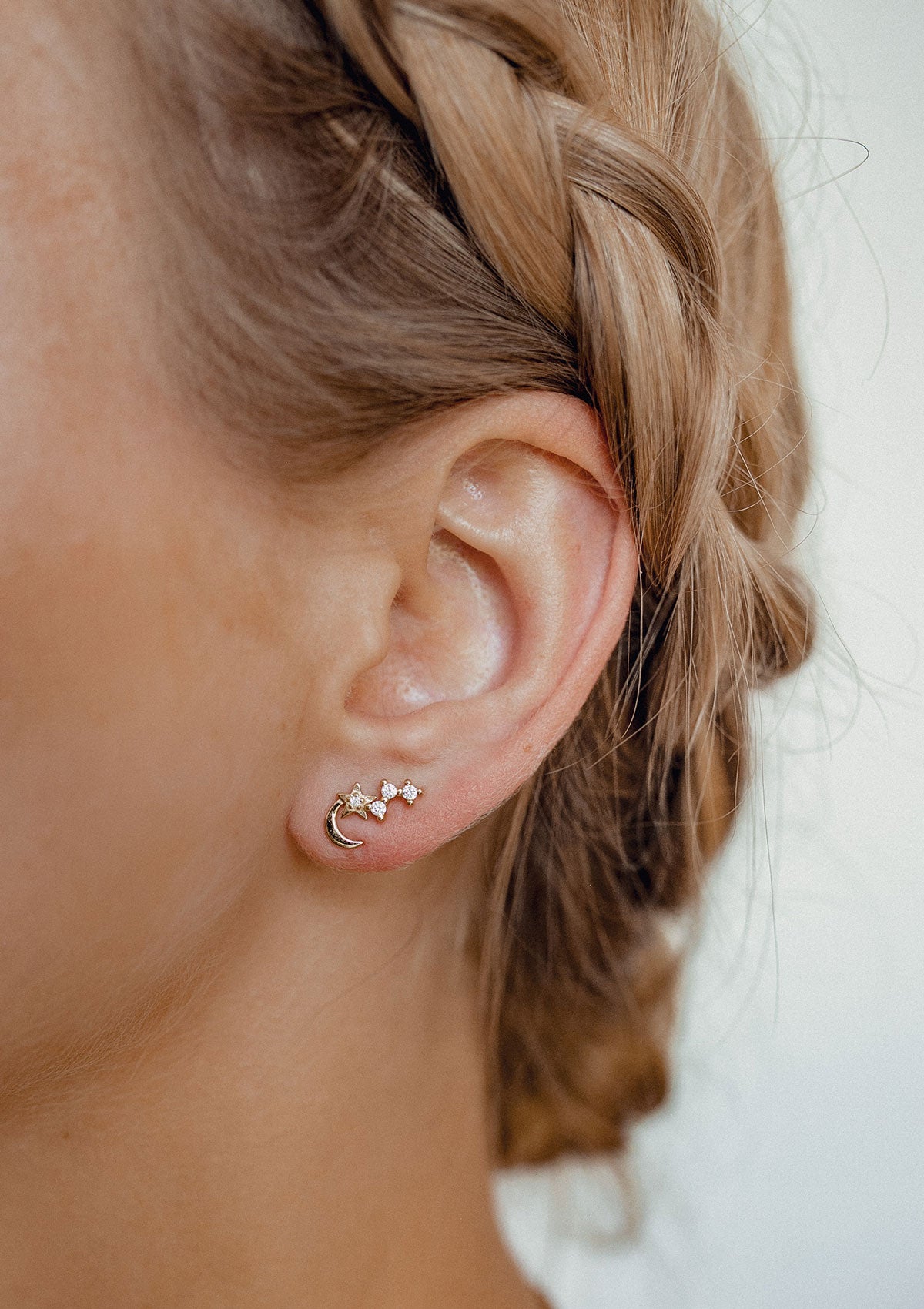 Pendientes Botón Cielo Estrellado Plata de Ley 925 en Oro