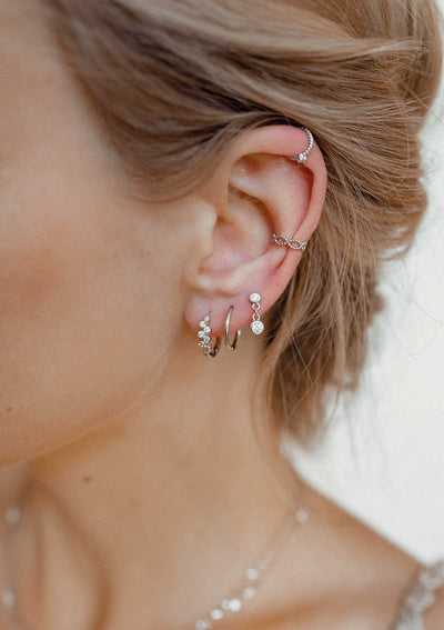 Pendientes Huggie Aro Brillo Plata de Ley 925