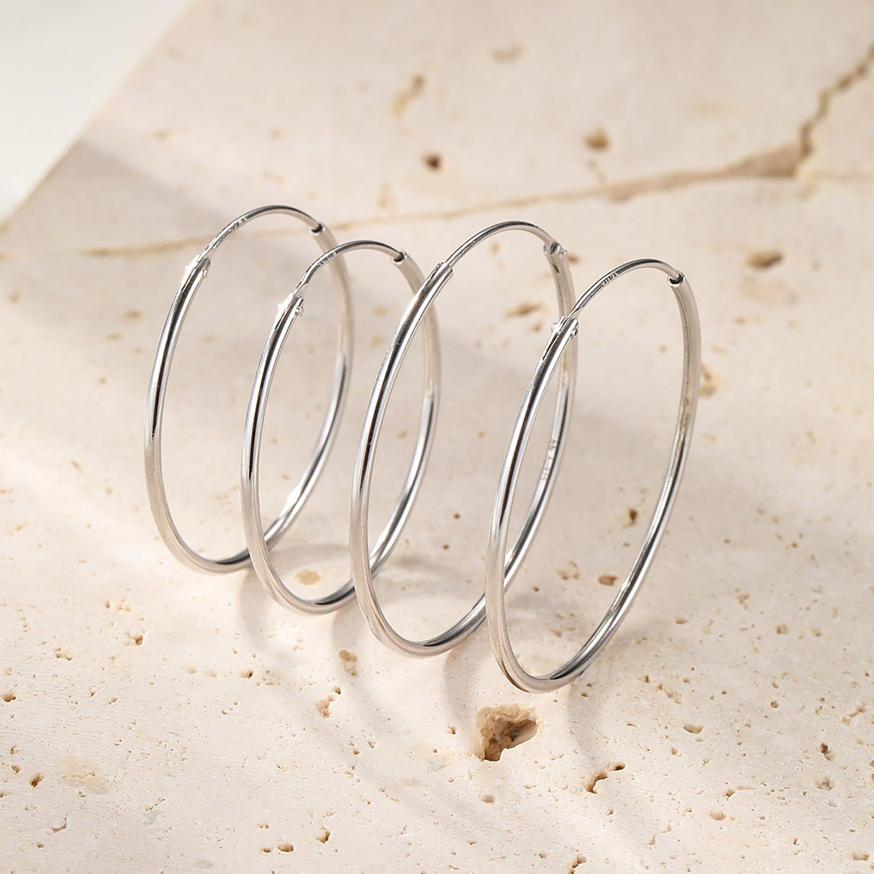 Boucles d’Oreilles Créoles Grande Fine Sterling Argent