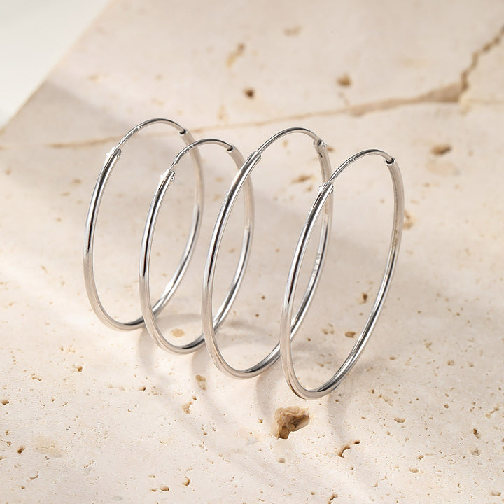 Boucles d’Oreilles Créoles Grande Fine Sterling Argent