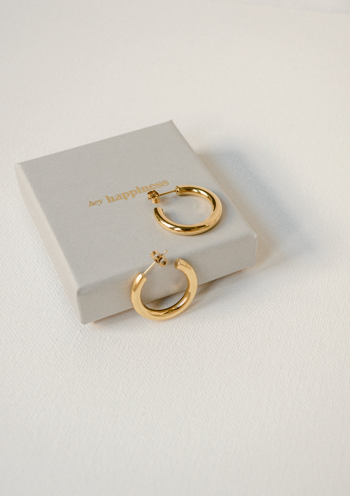 Small Round Hoop Earrings Gold