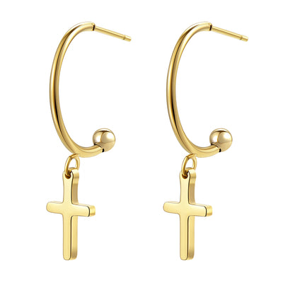 Kreuz Creolen Goldfarbe