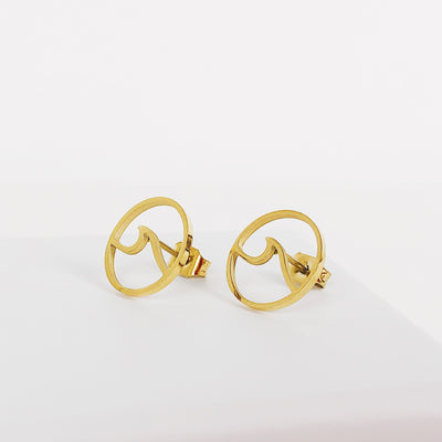 Offen Kreis Ohrstecker Welle in Goldfarbe