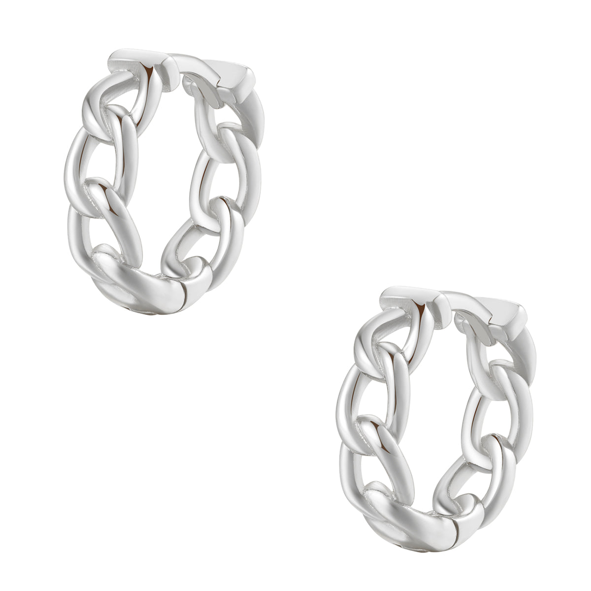 Pendientes Huggie Cadena Gruesa Plata de Ley 925