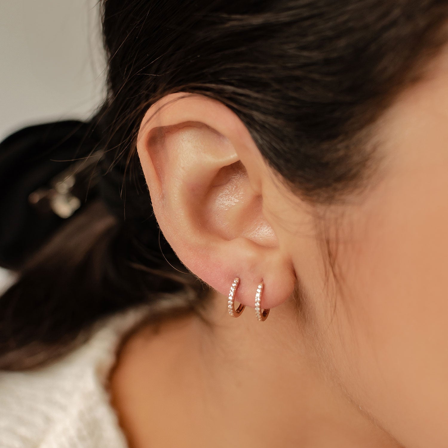 Clear Stone Huggie Earrings Sterling Silver Gold