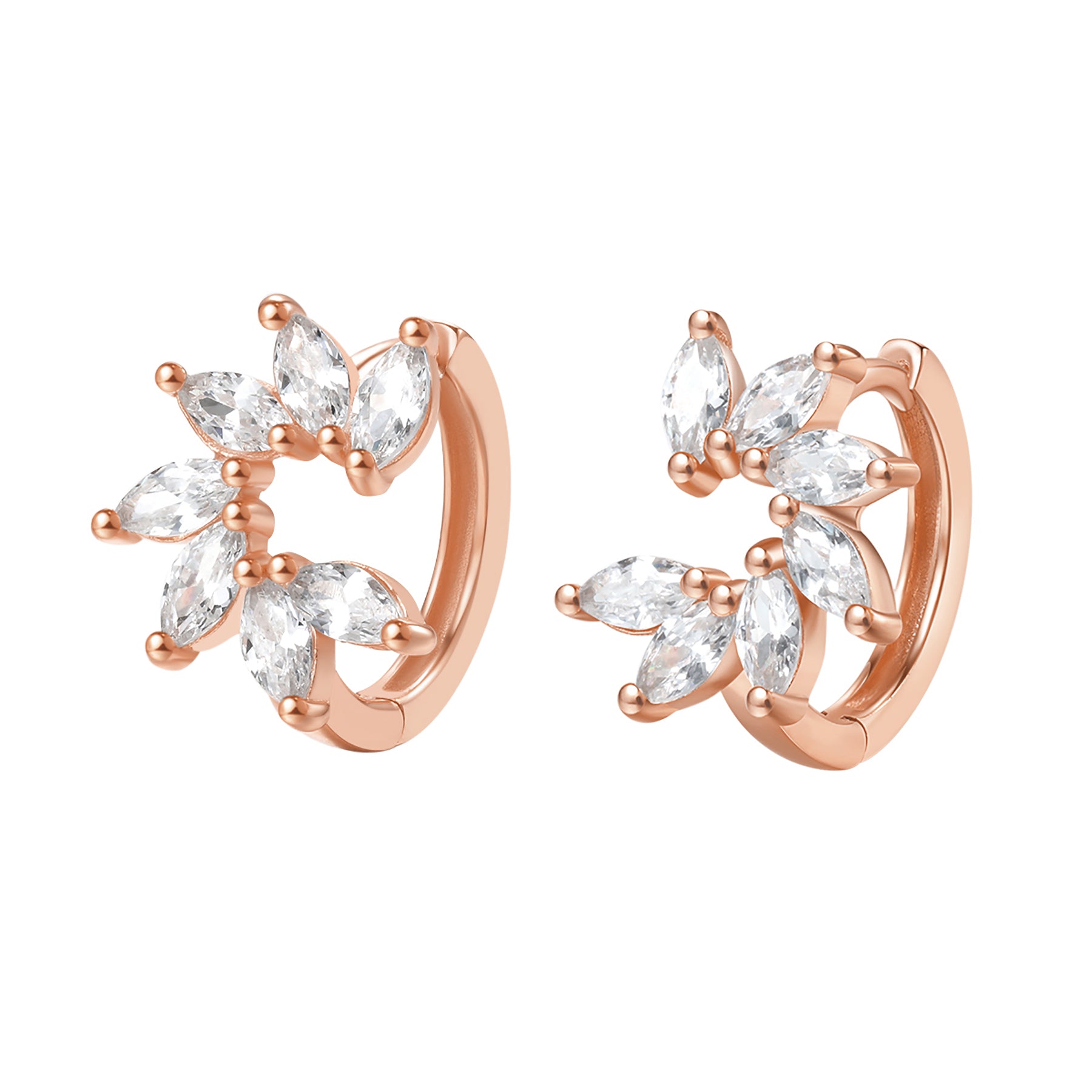 Pendientes Huggie Pétalo de Gema Plata de Ley 925