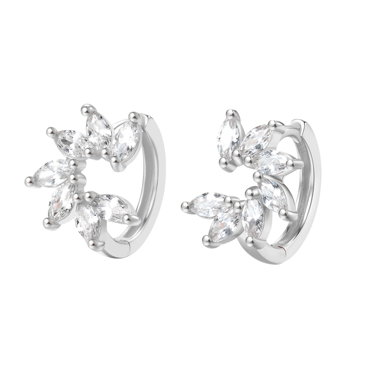 Pendientes Huggie Pétalo de Gema Plata de Ley 925