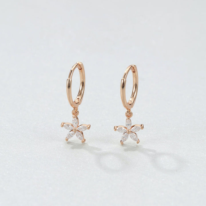 Gemstone Daisy Huggie Earrings Sterling Silver