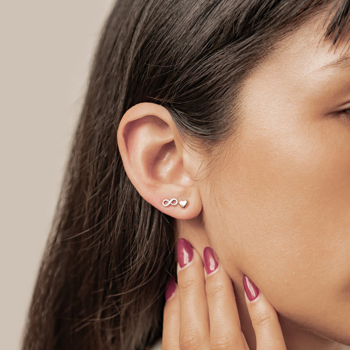Dainty Infinity Heart Stud Earrings Waterproof