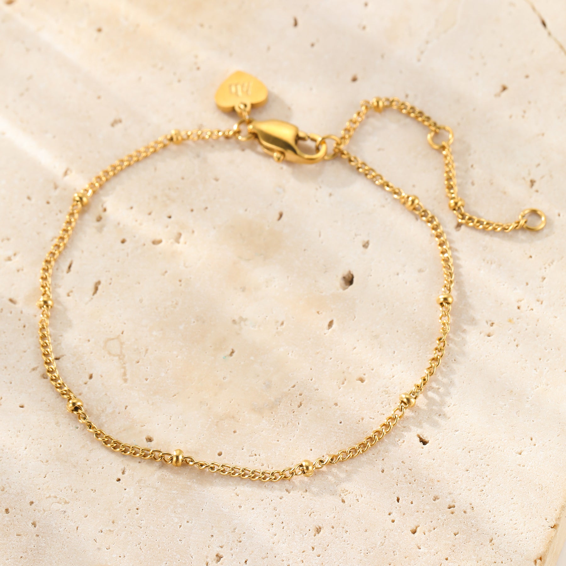 Zartes Perlenketten-Armband aus Edelstahl – Wasserfest