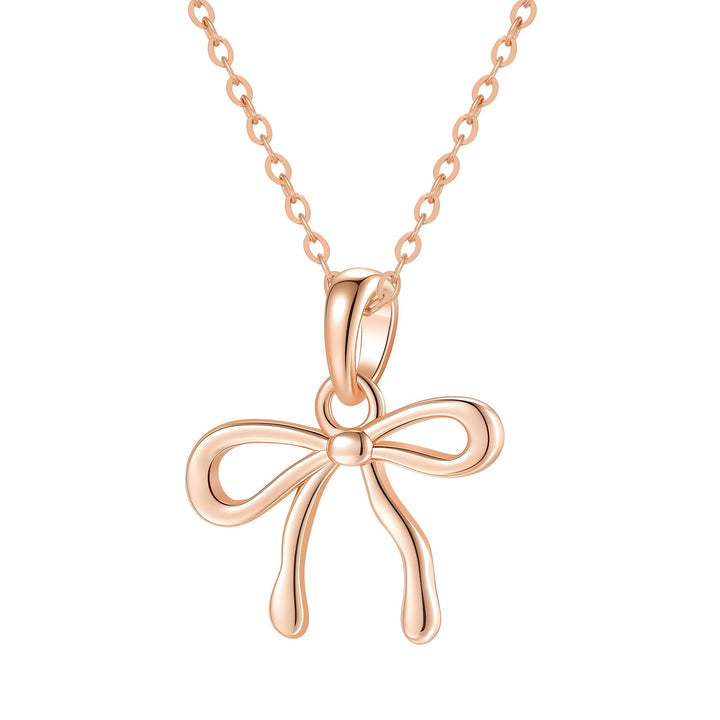 Dainty Bow Pendant Necklace Sterling Silver