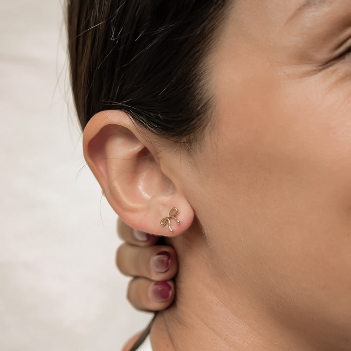 Dainty Bow Studs Earrings Sterling Silver