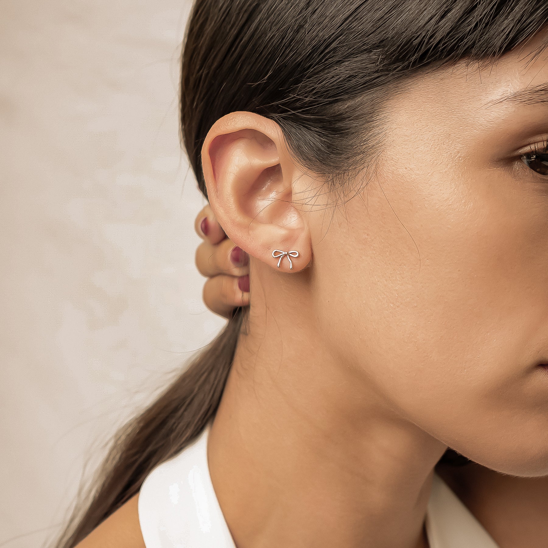 Dainty Bow Studs Earrings Sterling Silver