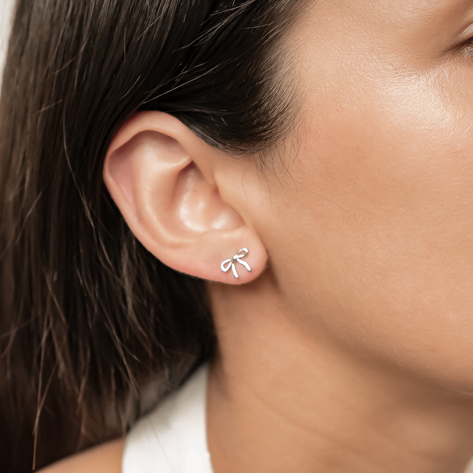 Dainty Bow Studs Earrings Sterling Silver