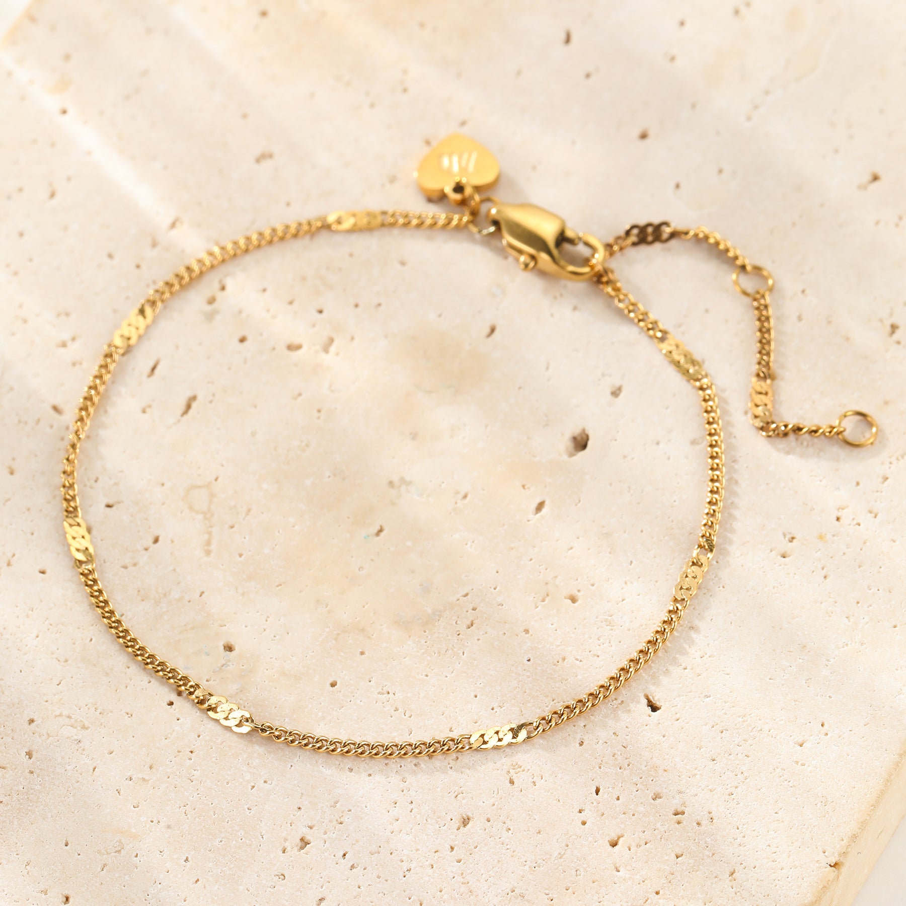 Dainty Flattened Chain Bracelet Waterproof