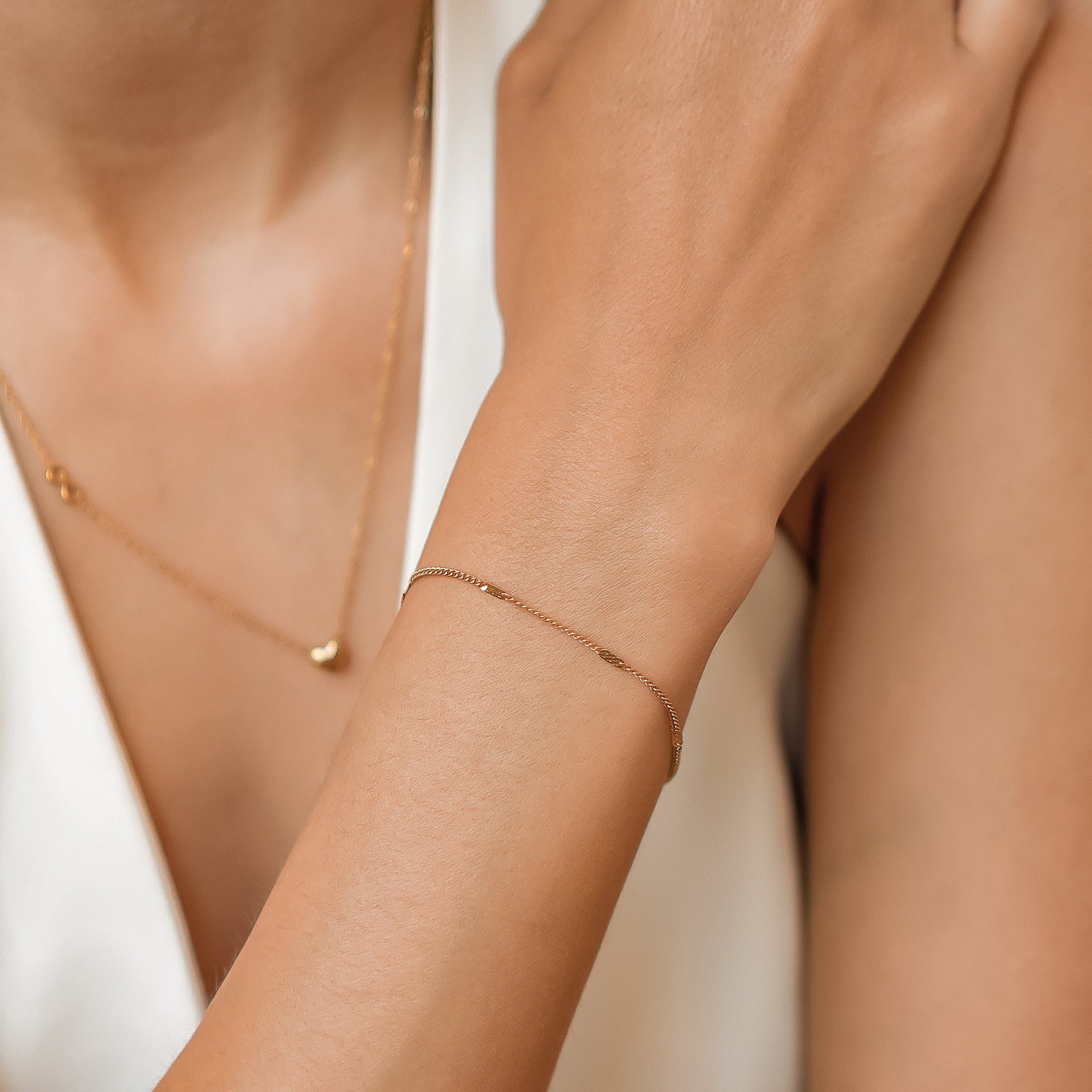 Dainty Flattened Chain Bracelet Waterproof